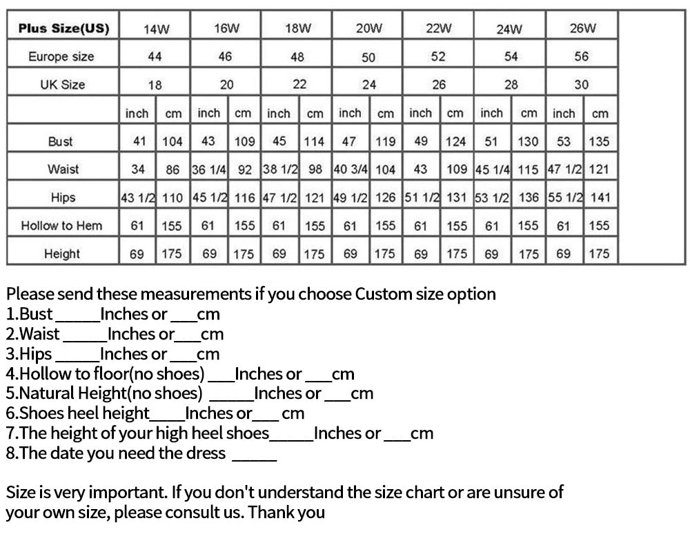 Sizing chart